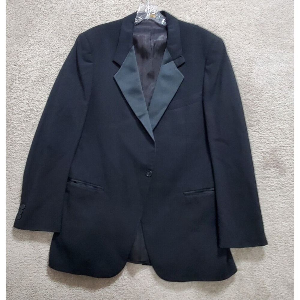 Oscar de la Renta‎ Blazer Men's 44 Black Single Breasted Notch Lapel Long Sleeve